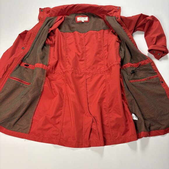 Orvis Womens Pack And Go Sedona Rain Jacket Reddish Orange Sz M Coat Long Lined - Picture 3 of 9
